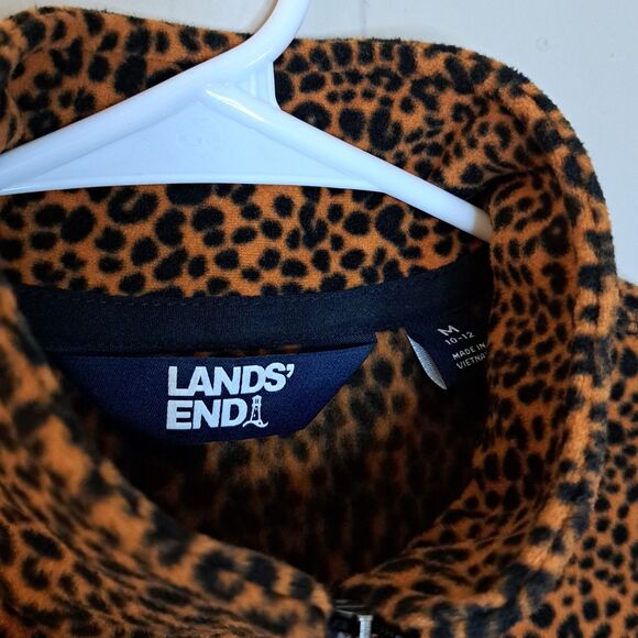 Land's End Women Cheetah Print Pullover 1/4 Zip Front Fleece Sweater M - Picture 4 of 11
